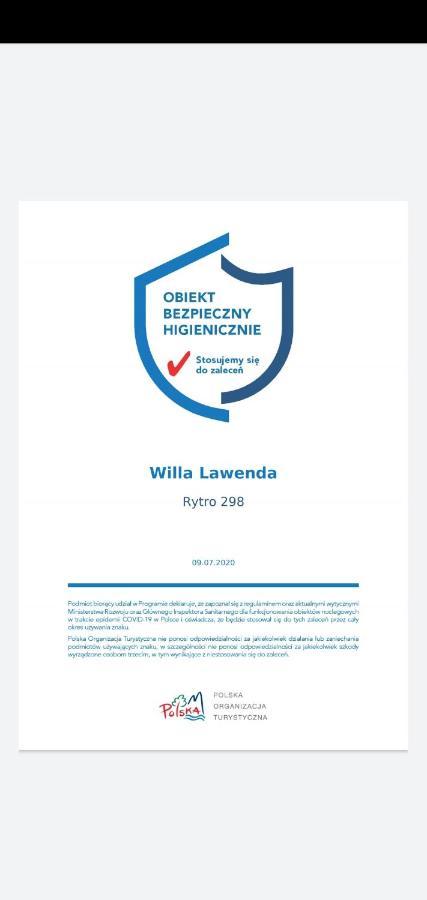 Willa Lawenda Rytro Buitenkant foto